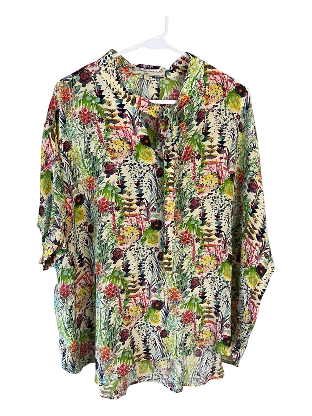 Silk Oversized Tresco Liberty Botanical Print Flowy Blouse Multicolor